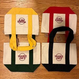 Trader Joes Mini Tote Bags 2025 Set of 4 Winter Limited Edition NWT